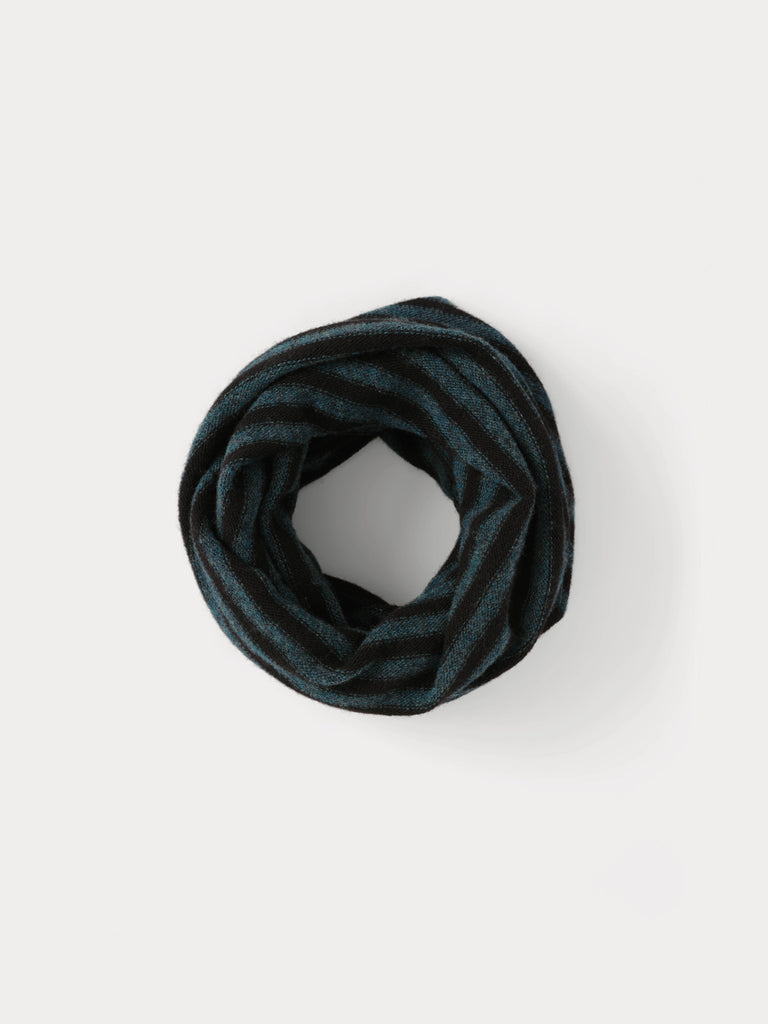 blue and black striped snood