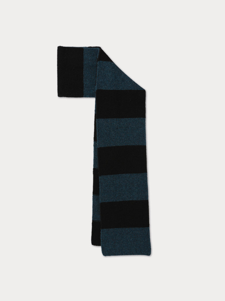 striped black and blue scarf