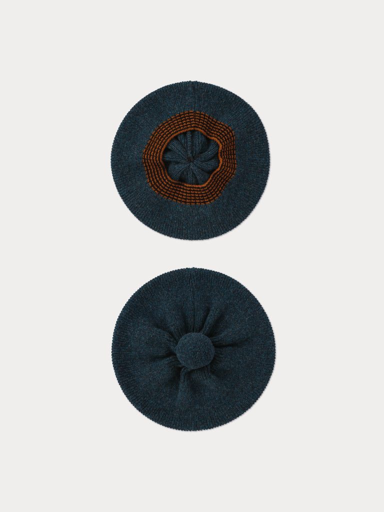 blue tammy hat with orange detail