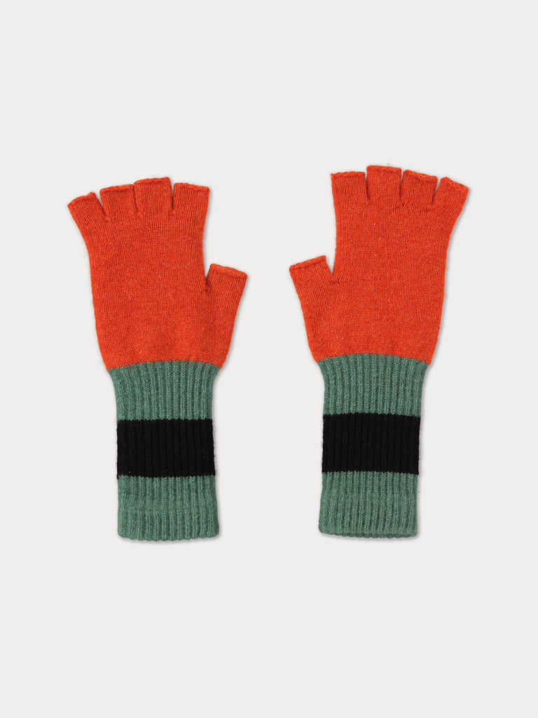 orange fingerless gloves 