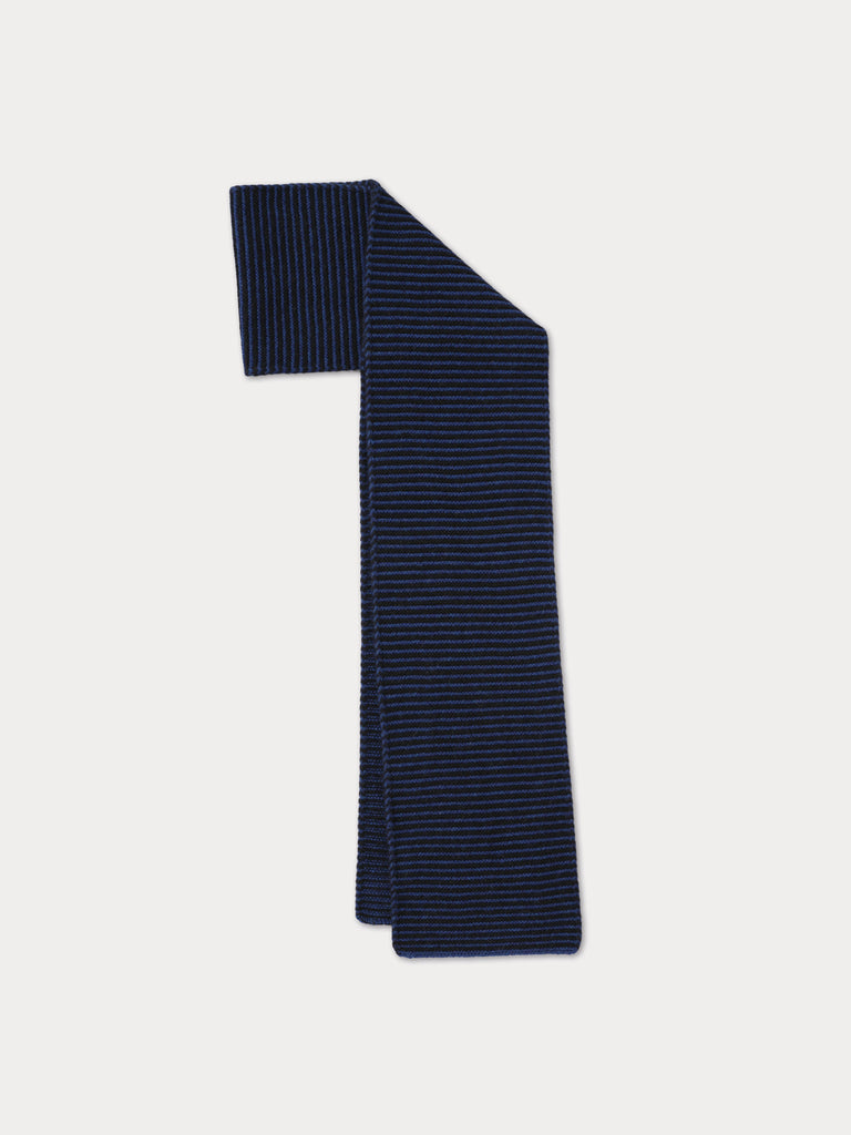 black and blue striped scarf
