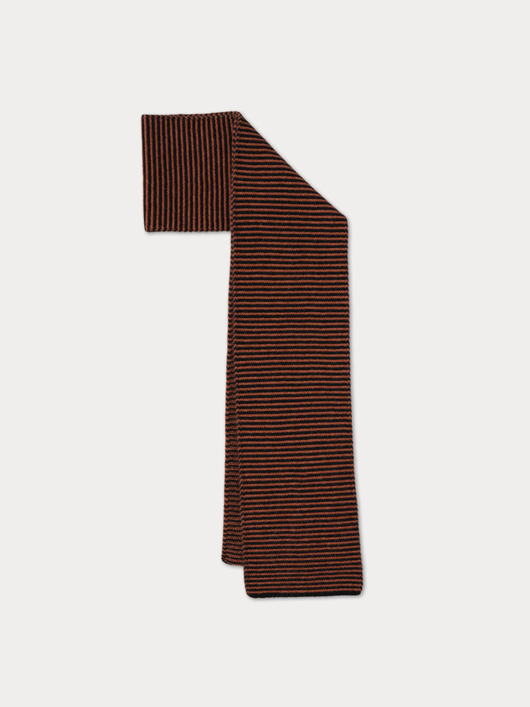 striped black and rusty pink scarf