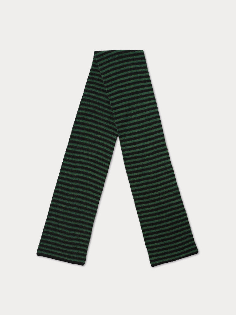 black and green striped scarf