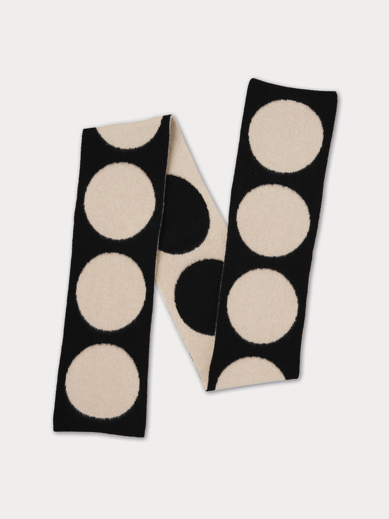 black scarf with cream spots