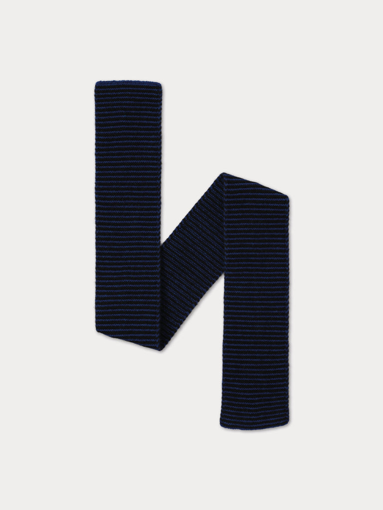 black and blue striped scarf