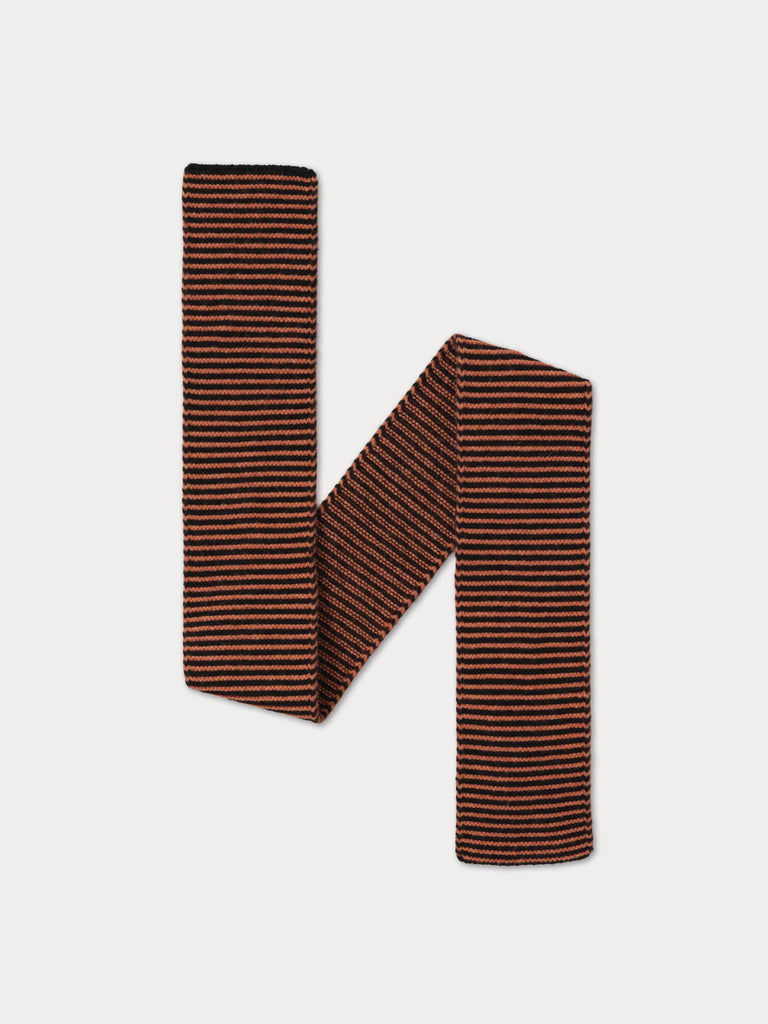black and pink/rust striped scarf