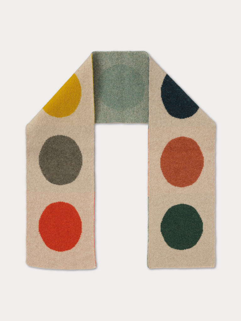 cream scarf with colourful spots