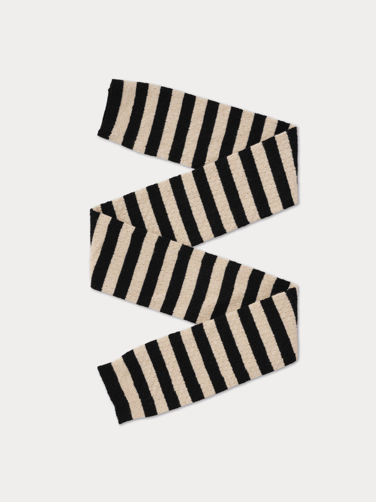cream and black striped scarf