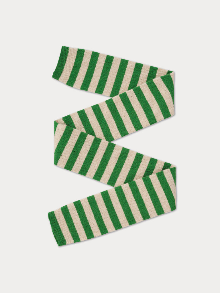 cream and green striped scarf