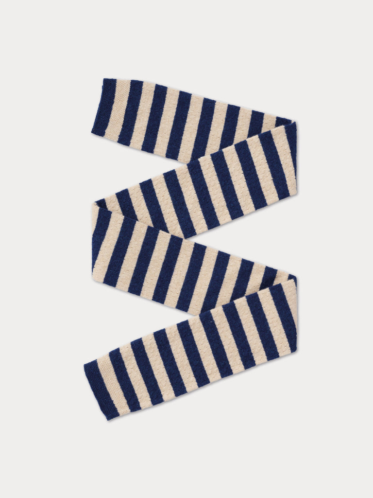 cream and blue striped scarf