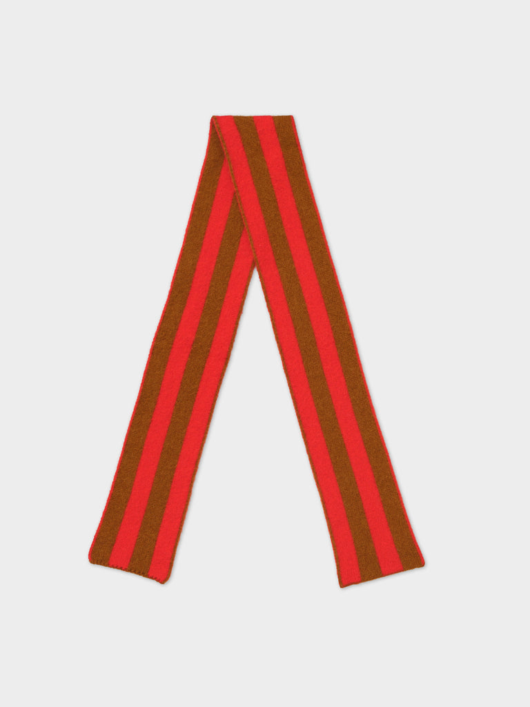 SMALL BRUSHED VERTICAL STRIPE SCARF CUMIN & POPPY