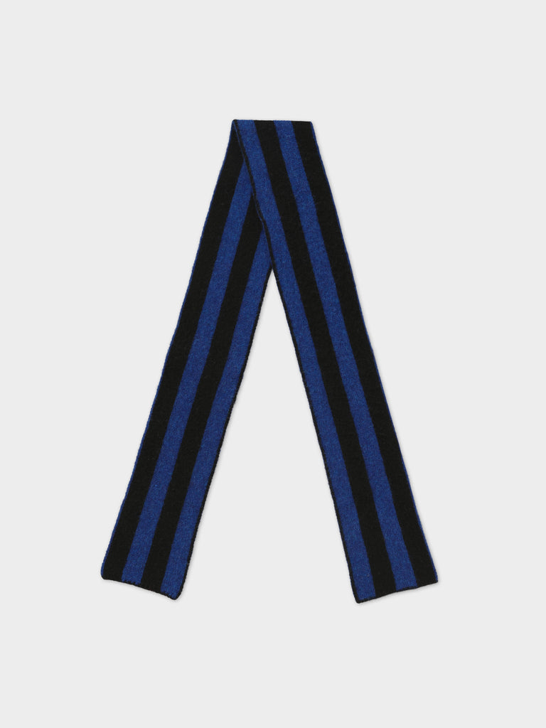 SMALL BRUSHED VERTICAL STRIPE SCARF BLACK & NIGHTSKY