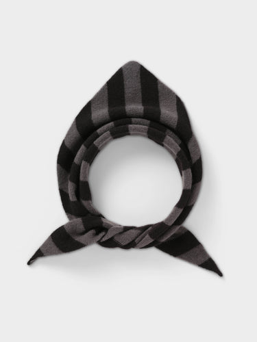 WIDE STRIPE TRIANGLE NECKERCHIEF BLACK & DRILL GREY