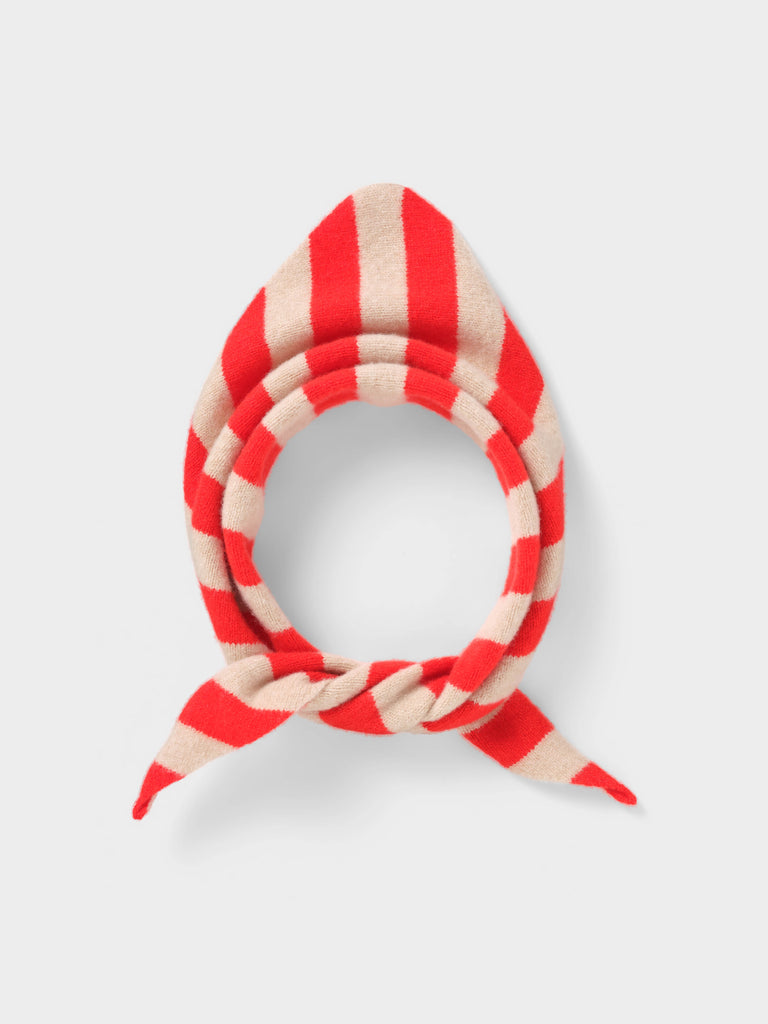 WIDE STRIPE TRIANGLE NECKERCHIEF POPPY & OATMEAL