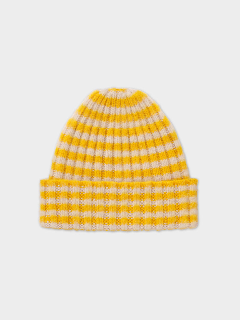 BRUSHED NARROW STRIPE HAT GOLDEN EYE & OATMEAL