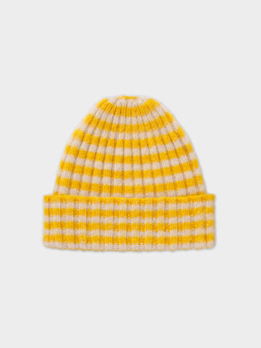 BRUSHED NARROW STRIPE HAT GOLDEN EYE & OATMEAL