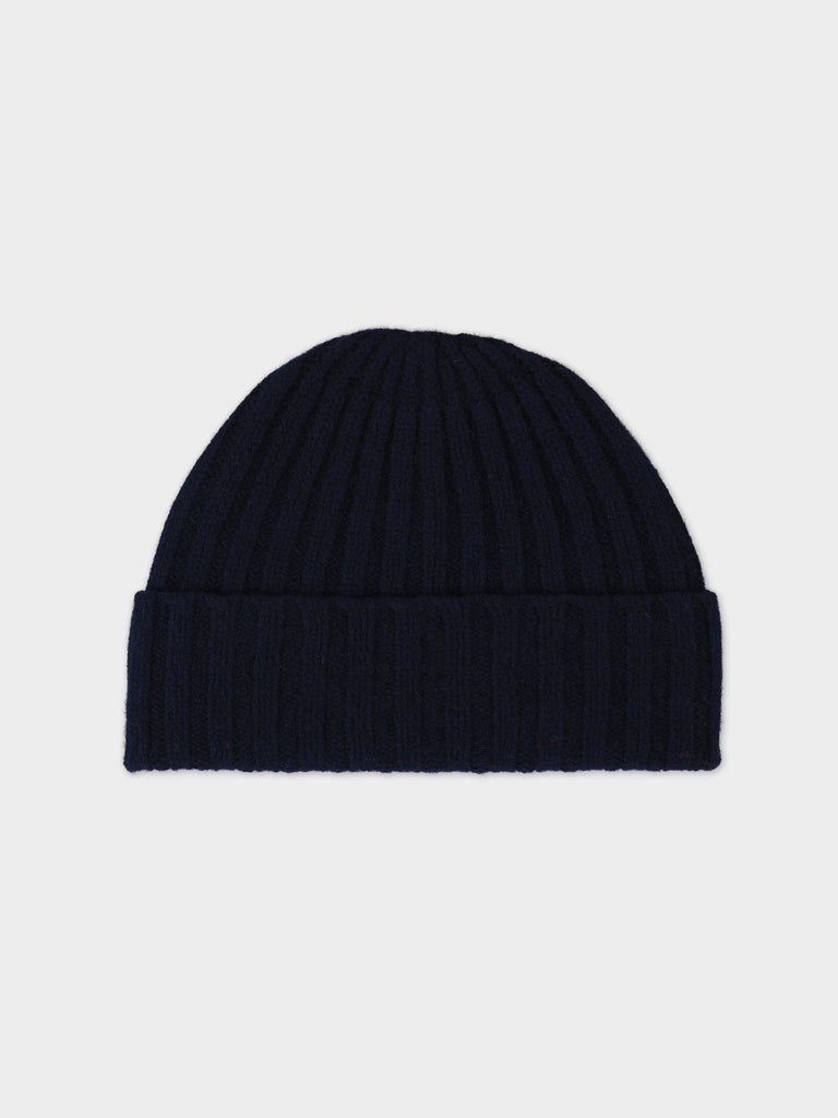 PLAIN RIBBED HAT NERO NAVY