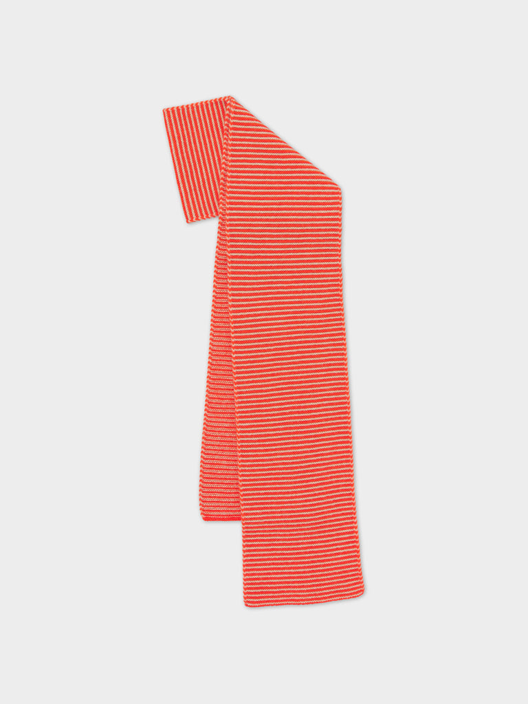 LARGE GARTER STITCH SCARF ORANGE GLOSS & OATMEAL