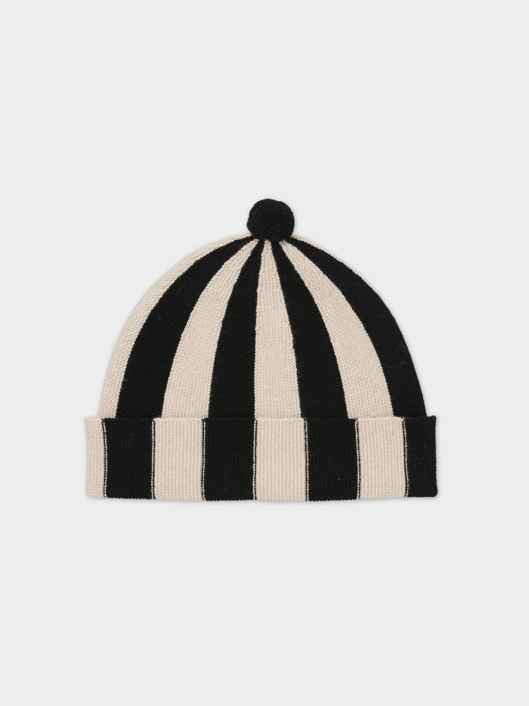 VERTICAL STRIPE HAT BLACK & OATMEAL