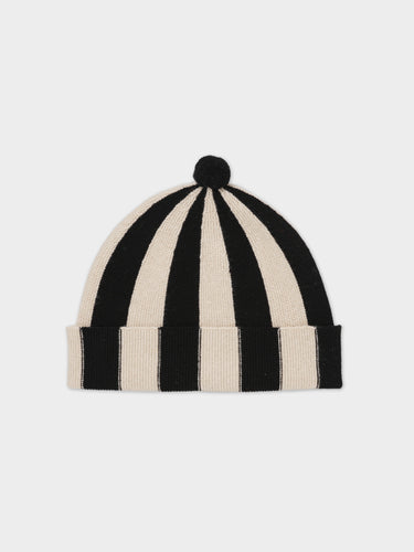 VERTICAL STRIPE HAT BLACK & OATMEAL