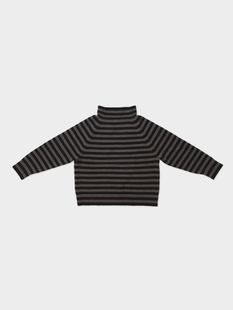 STRIPE FELTED JUMPER BLACK & DRILL GREY