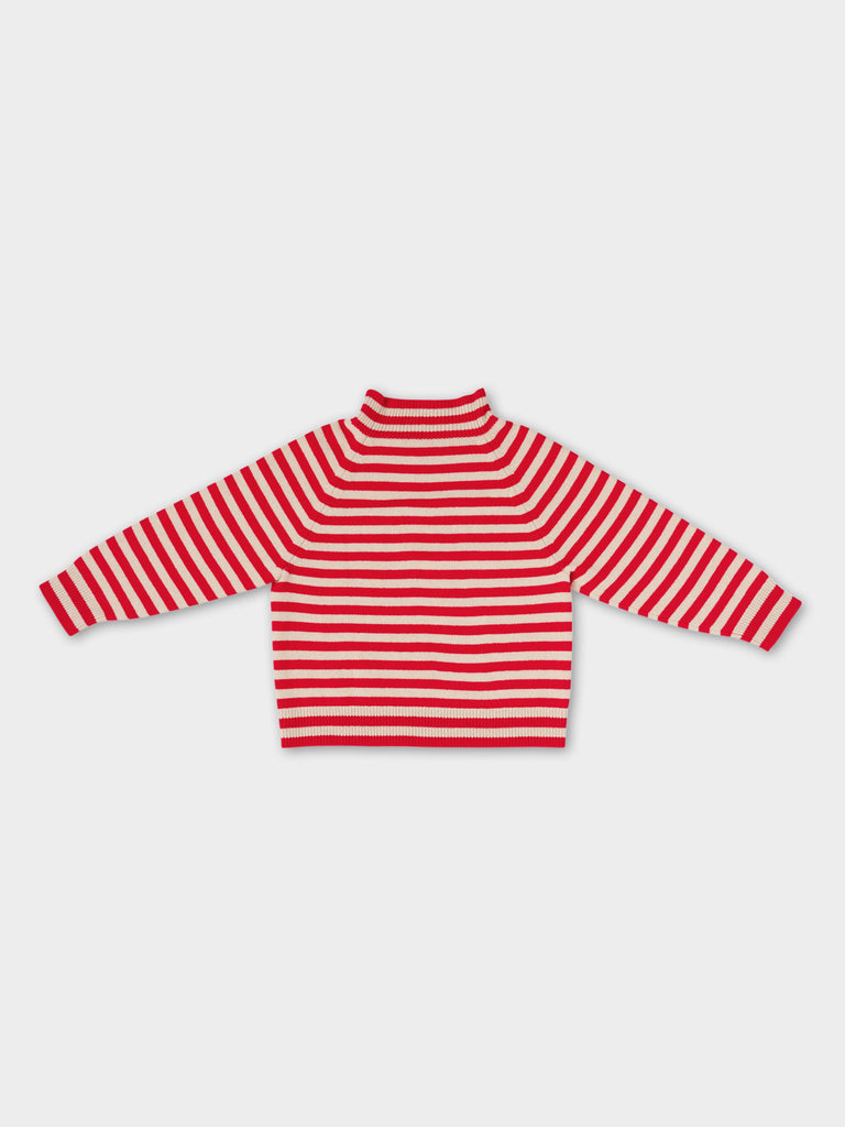 STRIPE FELTED JUMPER POPPY & OATMEAL