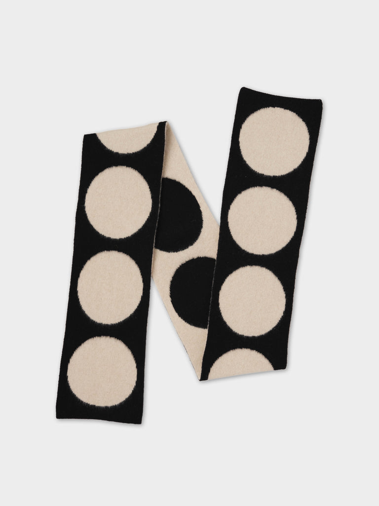 BRUSHED SPOT SCARF BLACK & OATMEAL