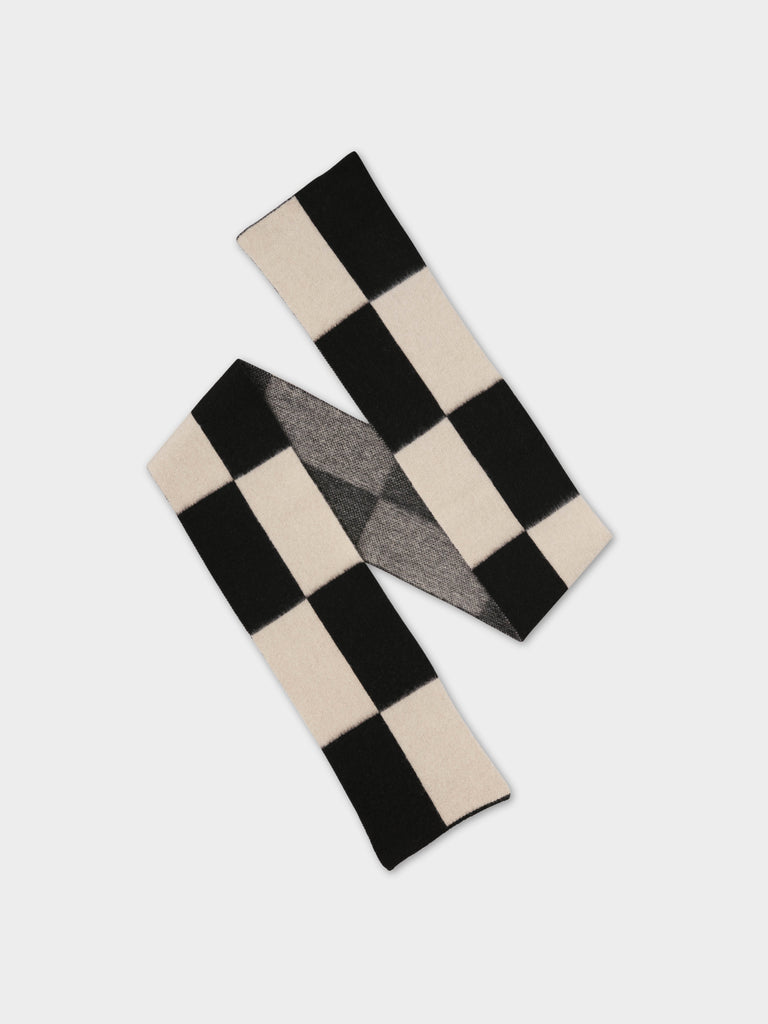 BRUSHED BIG RECTANGLES SCARF BLACK & OATMEAL