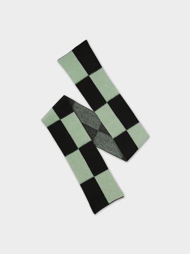 BRUSHED BIG RECTANGLES SCARF BLACK & SAGE