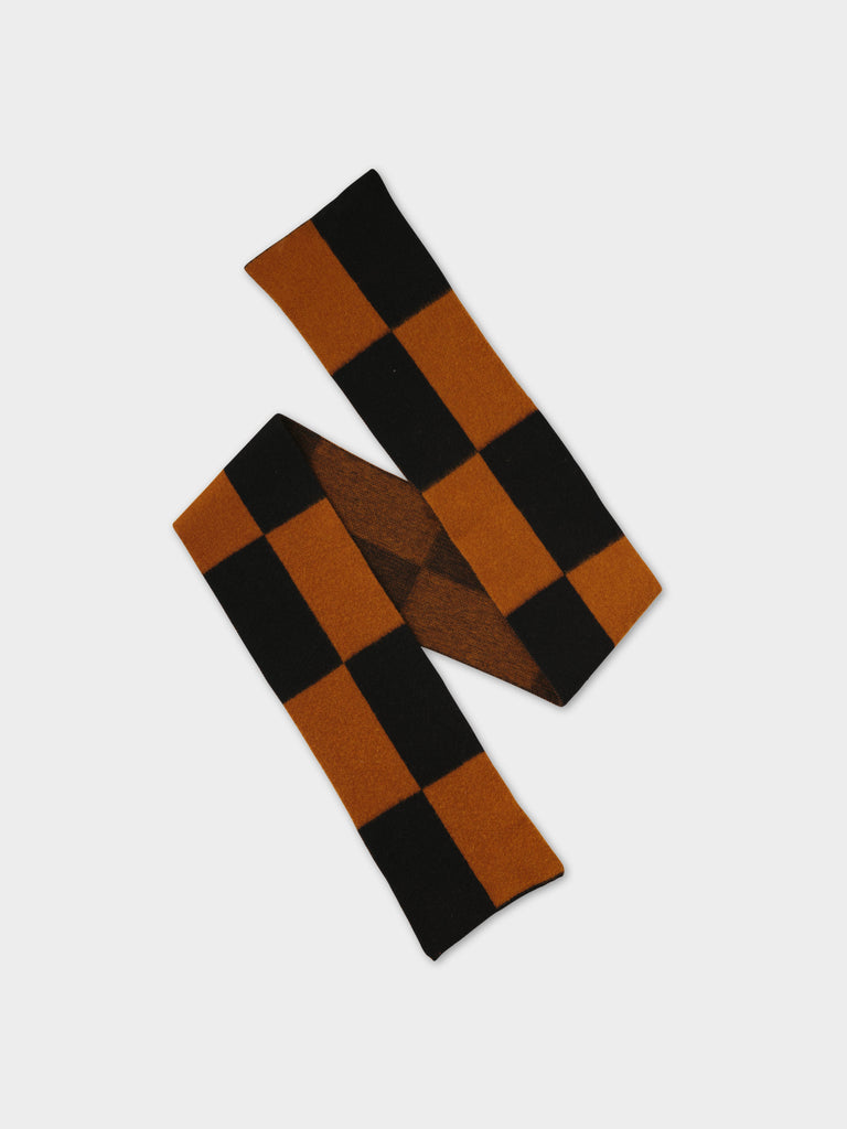 BRUSHED BIG RECTANGLES SCARF CUMIN & BLACK