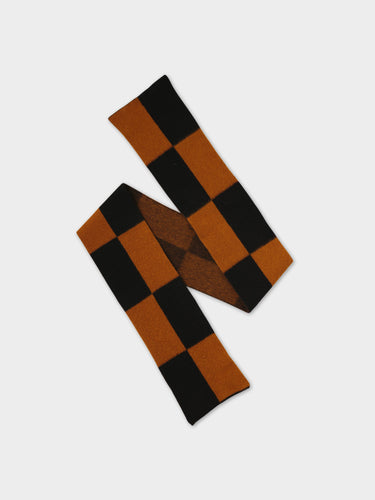 BRUSHED BIG RECTANGLES SCARF CUMIN & BLACK