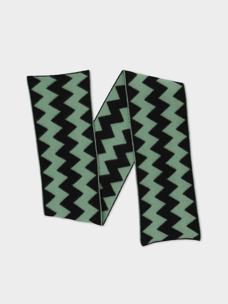 BRUSHED ZIGZAG SCARF BLACK & SAGE