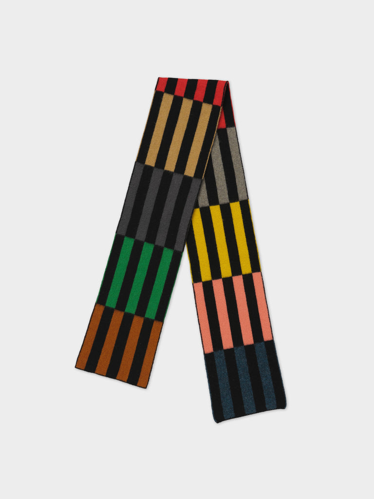 BRUSHED MULTICOLOUR THIN RECTANGLES SCARF