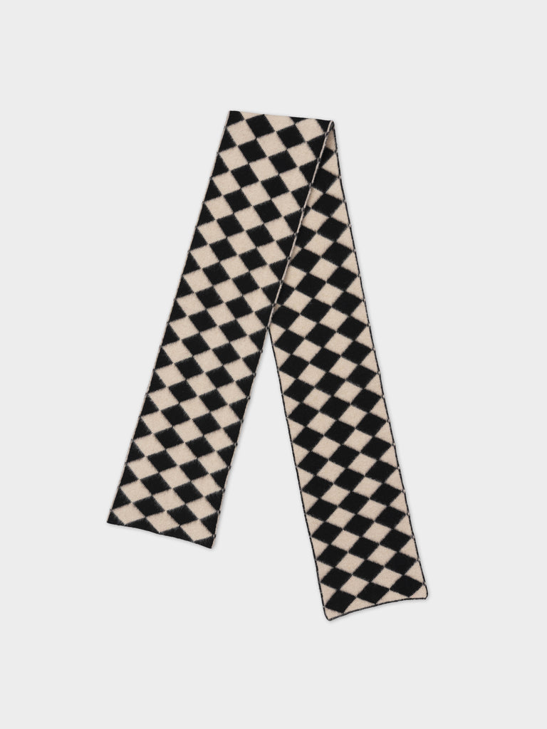 BRUSHED DIAMOND SCARF BLACK & OATMEAL