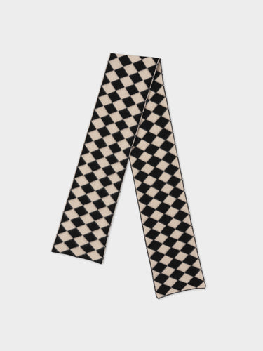 BRUSHED DIAMOND SCARF BLACK & OATMEAL