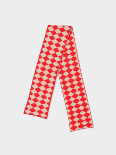 BRUSHED DIAMOND SCARF POPPY & OATMEAL