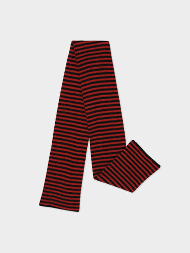 BRUSHED NARROW STRIPE SCARF BLACK & RED DULSE