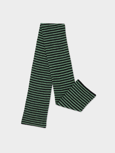 BRUSHED NARROW STRIPE SCARF BLACK & SAGE