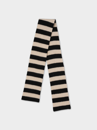 BRUSHED STRIPE SCARF BLACK & OATMEAL