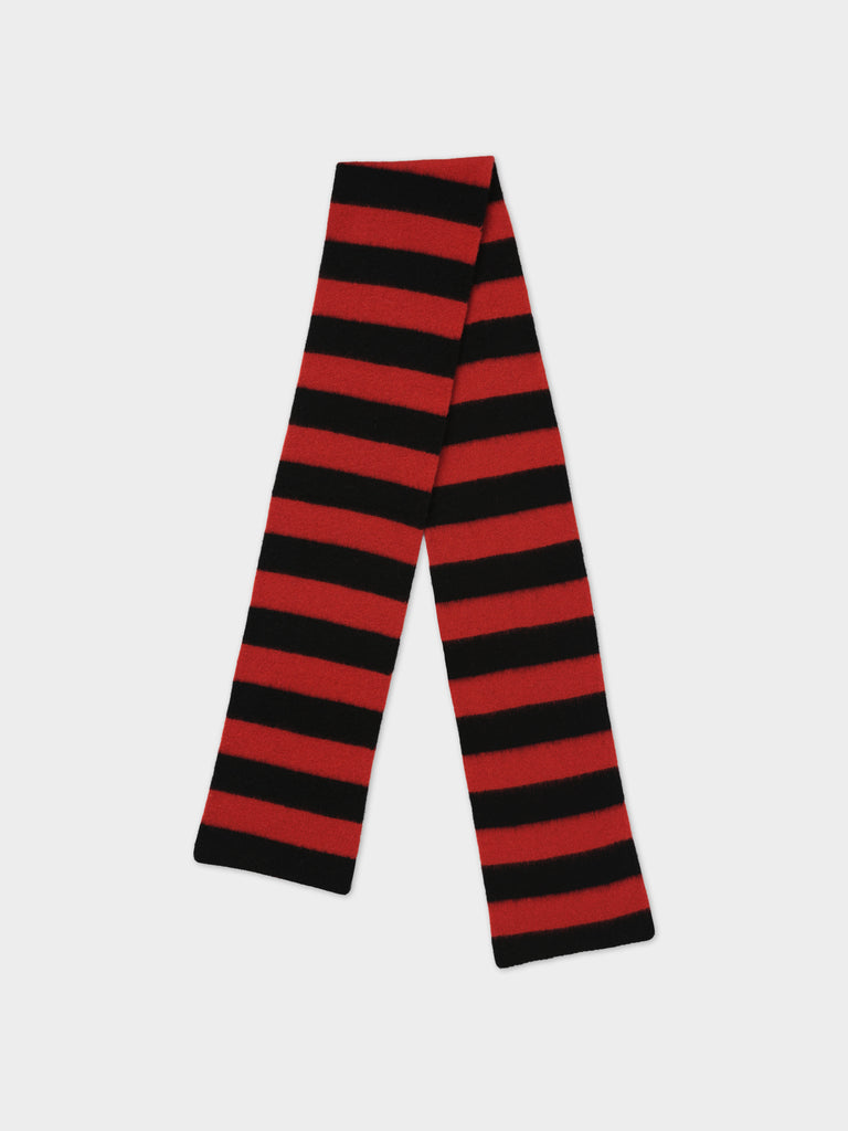 BRUSHED STRIPE SCARF BLACK & RED DULSE