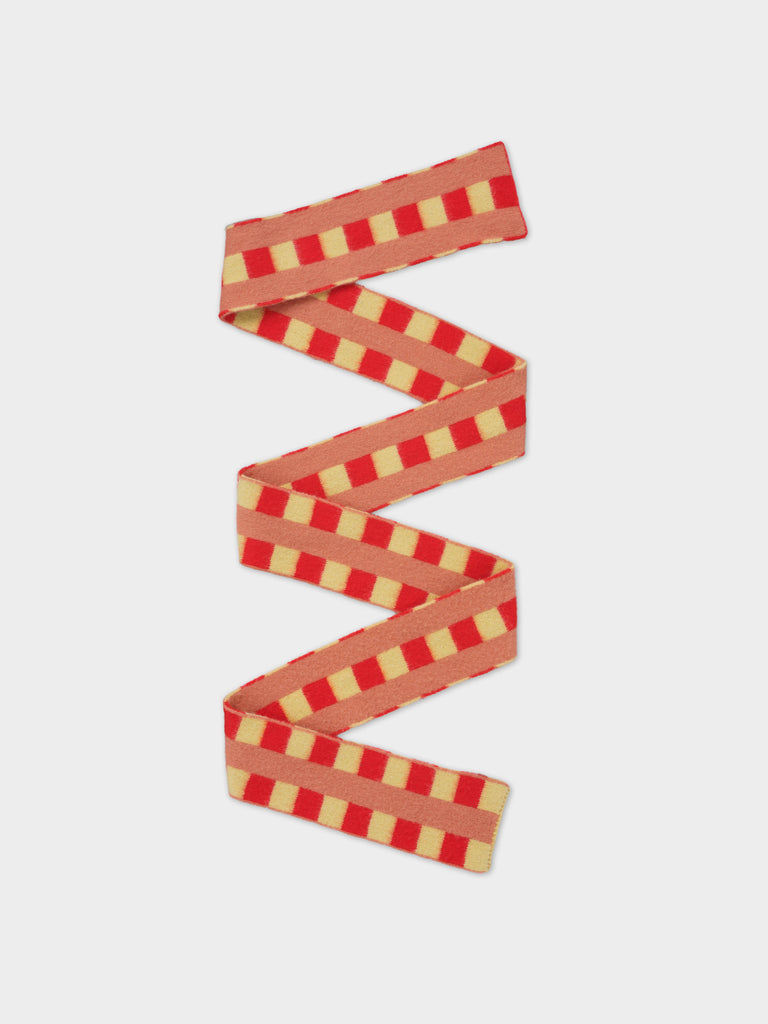 LONG CHECK AND STRIPE BRUSHED SCARF POPPY & ACACIA, PLASTER STRIPE