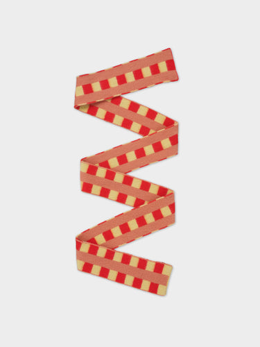 LONG CHECK AND STRIPE BRUSHED SCARF POPPY & ACACIA, PLASTER STRIPE