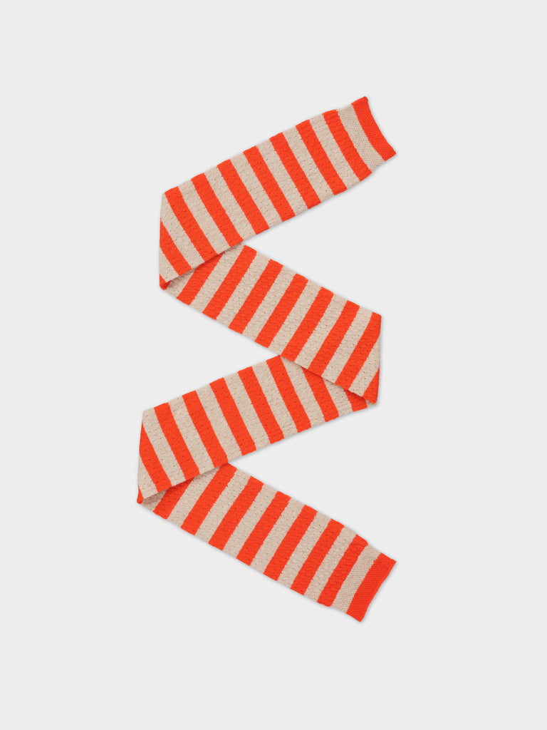 SMALL POINTELLE STRIPE SCARF ORANGE GLOSS & OATMEAL
