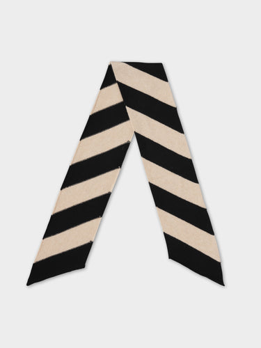 SMALL DIAGONAL STRIPE SCARF BLACK & OATMEAL