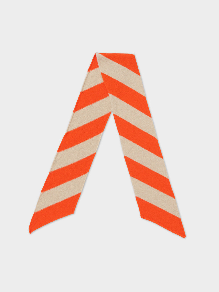 SMALL DIAGONAL STRIPE SCARF ORANGE GLOSS & OATMEAL