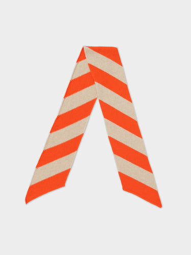 SMALL DIAGONAL STRIPE SCARF ORANGE GLOSS & OATMEAL