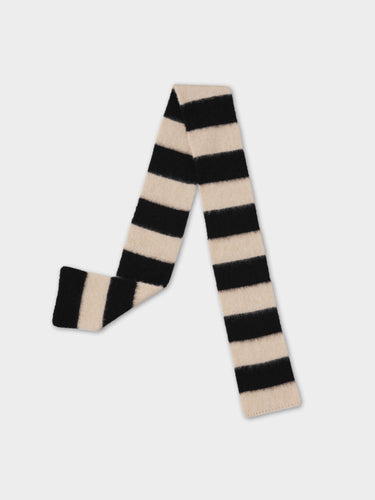 SMALL BRUSHED STRIPE SCARF BLACK & OATMEAL