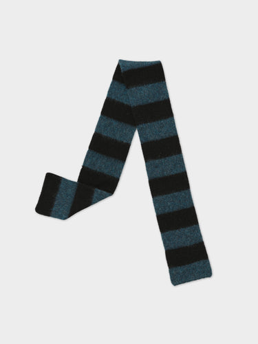 SMALL BRUSHED STRIPE SCARF BLACK & LUGANO