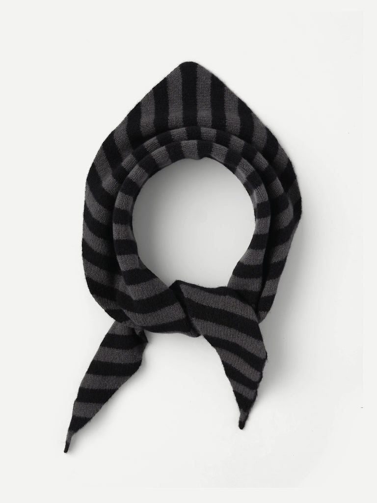 STRIPE TRIANGLE NECKERCHIEF BLACK & DRILL GREY