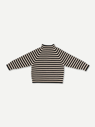 STRIPE FELTED JUMPER BLACK & OATMEAL